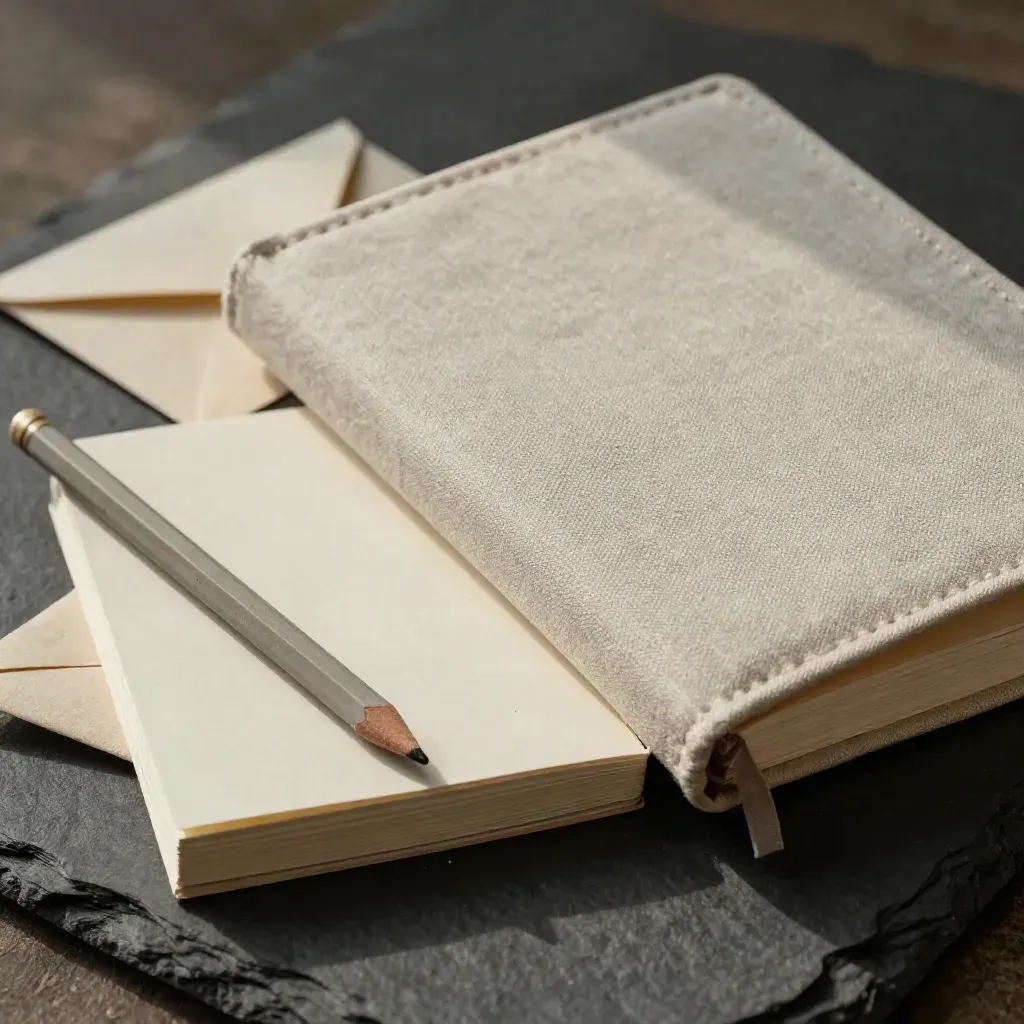 Nahaufnahme eines Fundprotokoll-Sets mit Logbuch, Karteikarten, Wachsstift und Probenumschlag.